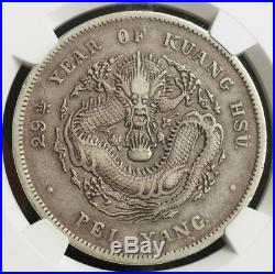 1903, China, Chihli Province. Silver Dragon Dollar Coin. Y73. L&M-462. NGC XF40