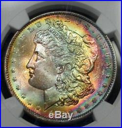 1904 O Morgan Silver Dollar NGC CAC MS64 STAR Crescent Toned COLORFUL (DR)