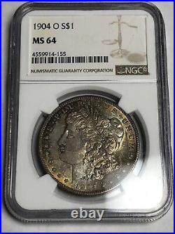 1904 O Morgan Silver Dollar Ngc Ms64 Toned Obverse/reverse, Many Pics/angles