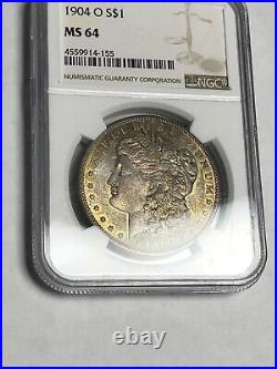 1904 O Morgan Silver Dollar Ngc Ms64 Toned Obverse/reverse, Many Pics/angles