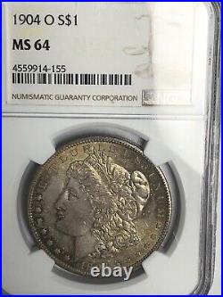 1904 O Morgan Silver Dollar Ngc Ms64 Toned Obverse/reverse, Many Pics/angles