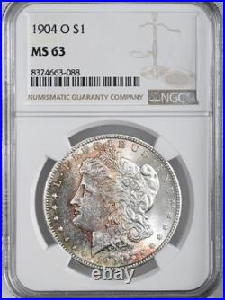 1904-o $1 Morgan Silver Dollar Pretty Colorful Obv Toning Ngc Ms63 #8324663-088