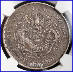1908, China, Chihli Province. Large Silver Dragon Dollar Coin. L&M-465. NGC XF+