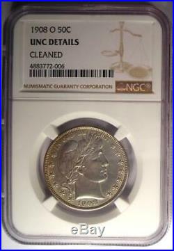 1908-O Barber Half Dollar 50C Certified NGC Uncirculated Detail (MS UNC)