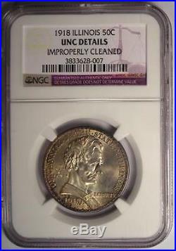 1918 Lincoln Illinois Half Dollar 50C NGC Uncirculated Details (UNC MS BU)