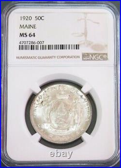 1920 Silver United States Maine Commemorative Half Dollar Ngc Mint State 64