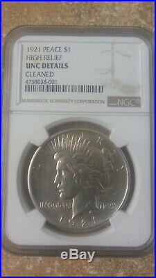1921 $1 High Relief, Peace Silver Dollar Key Date Ngc Unc Details Free S/h