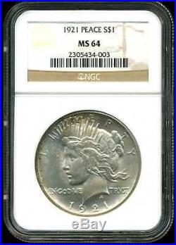 1921 $1 High Relief Peace Silver Dollar MS64 NGC 2305434-003