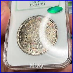 1921 $1 MS65 CAC Toned Morgan Silver Dollar Old NGC Fatty Beautiful Toning