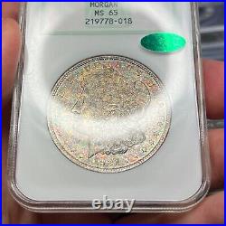 1921 $1 MS65 CAC Toned Morgan Silver Dollar Old NGC Fatty Beautiful Toning