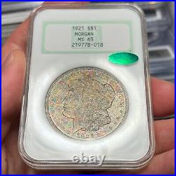 1921 $1 MS65 CAC Toned Morgan Silver Dollar Old NGC Fatty Beautiful Toning