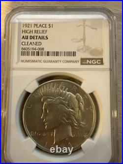 1921 $1 US Peace Silver Dollar Coin (NGC AU DETAILS) HIGH RELIEF