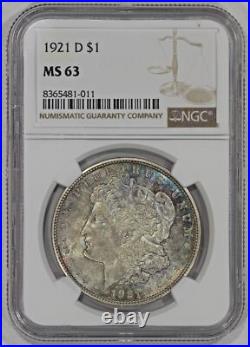 1921-D $1 Morgan Silver Dollar NGC MS63 Colorful Toning