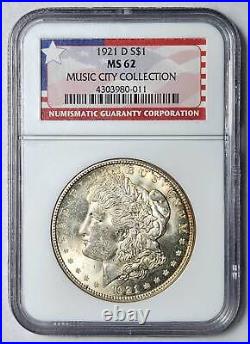 1921 D Morgan Silver Dollar NGC MS-62 MUSIC CITY COLLECTION