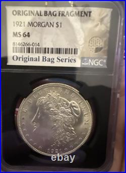 1921 Morgan Dollar MS 64 NGC Silver Original Bag Fragment