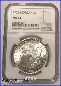 1921 Morgan Dollar NGC MS 63 STUNNING Choice Gem Bu Uncirculated 90% Silver