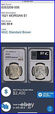 1921 Morgan Silver Dollar $1 NGC MS-66+. Top 100 For Grade PQ GEM CHOICE OMG