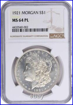 1921 Morgan Silver Dollar MS64PL NGC