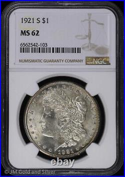 1921 S Morgan Silver Dollar NGC MS 62 Uncirculated UNC
