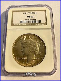 1921 Silver Peace Dollar NGC MS63 Key Date