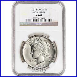 1921 US Peace Silver Dollar $1 High Relief NGC MS62