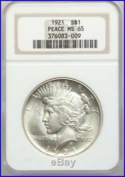 1921 US Peace Silver Dollar $1 NGC MS65