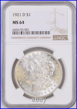 1921-d Silver Morgan Dollar Near-gem-bu Ngc Select Ms64 Blast White High Grades