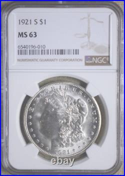 1921-s Key-date Silver Morgan Dollar Ngc Choice Ms63 Bright White High Grades