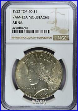 1922 P NGC AU58 VAM-12A Moustache Top 50 Peace Silver Dollar 1922 P NGC AU58 VAM-12A Moustache Top 50 Peace Silver Dollar