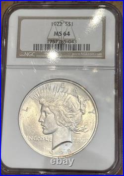 1922 Peace Dollar, NGC MS 64 Gem Uncirculated Silver Old Holder Blast White