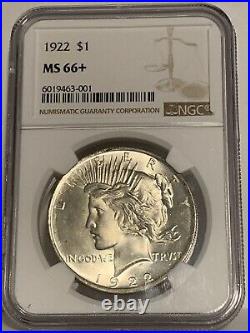 1922 Peace Dollar Silver Dollar NGC MS66+. Flashy White. Immaculate. MS67 =$7000
