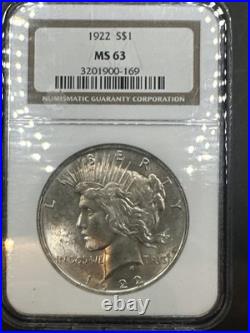 1922-S Peace Silver Dollar NGC graded MS 63