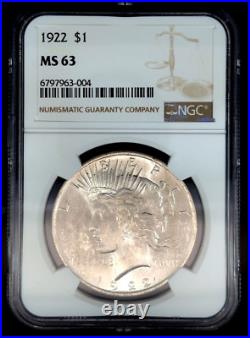 1922-S Peace Silver Dollar NGC graded MS 63 #774