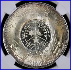 1922 Silver Peace Dollar NGC MS 66 Counterstamped 1978 Camp David Peace Summit