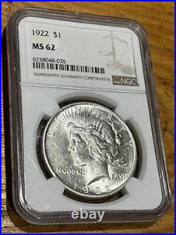 1922 USA Peace Silver Dollar Philadelphia $1 MS 62 NGC