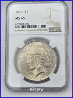 1923 $1 Peace Silver Dollar NGC MS65 Beautiful Gem Uncirculated, great condition