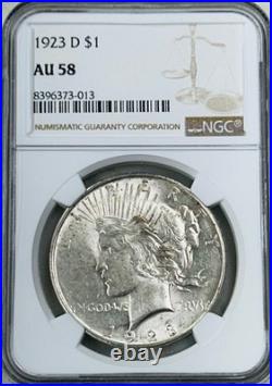 1923 D Peace Silver Dollar NGC AU58