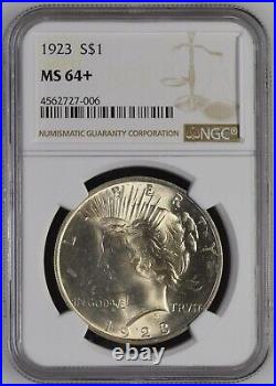 1923 (MS64+) $1 Peace Silver Dollar NGC Plus Grade