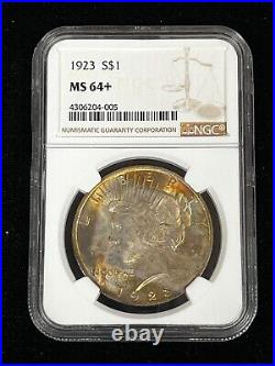 1923 Peace Silver Dollar $1 Graded NGC MS64+Toned