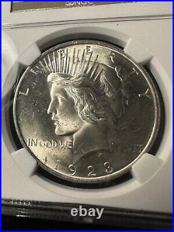 1923 Peace Silver Dollar $1 NGC MS65 Bright White Example