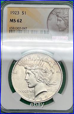 1923 Peace Silver Dollar. NGC MS 62. 100th Anniversary