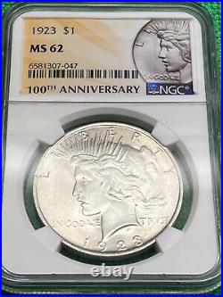 1923 Peace Silver Dollar. NGC MS 62. 100th Anniversary