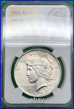 1923 Peace Silver Dollar. NGC MS 62. 100th Anniversary