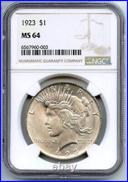 1923 Peace Silver Dollar NGC MS64 Certified Philadelphia Mint CC285