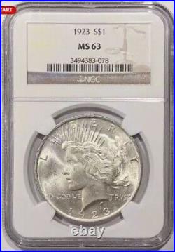 1923-p Peace Silver Dollar Ngc Ms63 Blast White Aaa+