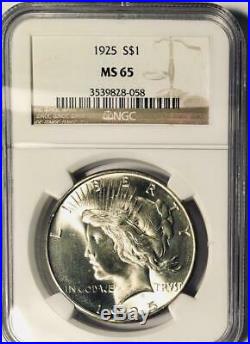 1925 Peace Silver Dollar NGC MS-65 Mint State 65 Certified Peace Dollar