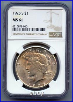 1925 S Peace Silver Dollar NGC MS 61