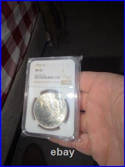 1925-p $1 Peace Silver Dollar Ngc Ms62