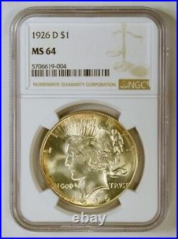 1926-D Silver Peace Dollar Coin from the Denver Mint Graded MS64 by NGC