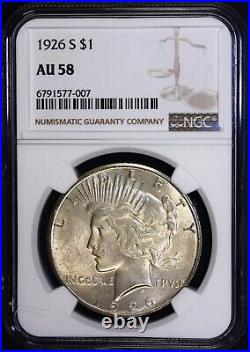 1926-s 1$ Silver Peace Dollar Key Date Ngc Au-58